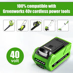 2 Pack 40V 6000mAh Ultra High Capacity Lithium Replacement Battery Compatible with Greenworks 40V Battery Power Tools 29252 20202 22262 25312 25322 20642 22272 27062 29462 Tool(NOT for Gen 1) (Green)