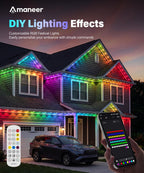 AMANEER Permanent Outdoor Lights for House, 200ft RGB Christmas LED Light