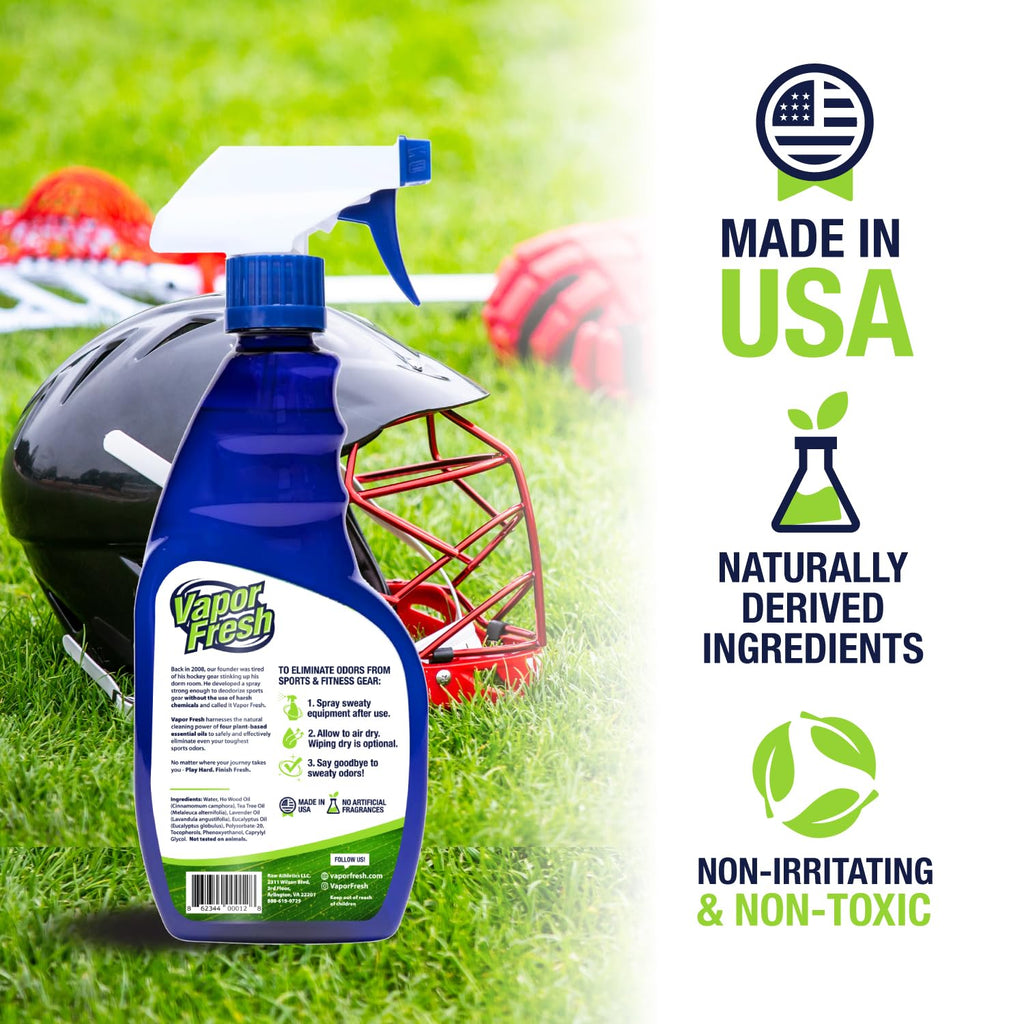 Vapor Fresh Sports Cleaner and Deodorizer - For Boxing Gloves, Sports Pads, Helmets, Gym Bags, Gym Equipment and More - Naturally Powered By Plants, 16 Fl Oz (3-Pack)