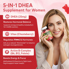 HFELIZ DHEA Supplement for Women, DHEA 25mg Gummies with B6, B12, Folate and Chasteberry for Energy Support, Vegan, Raspberry Flavor, 60 Count