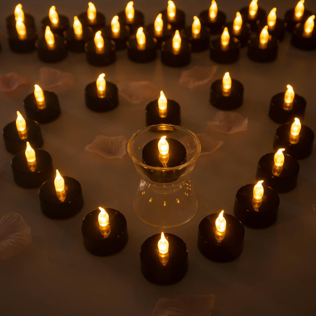 Pandaing Flameless Tealight Candles, 40 Pack, Batteries Included, Black