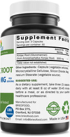 Brieofood Konjac Root Glucomannan 2000 mg per Serving - 180 Vegetarian Capsules (Pack of 2)