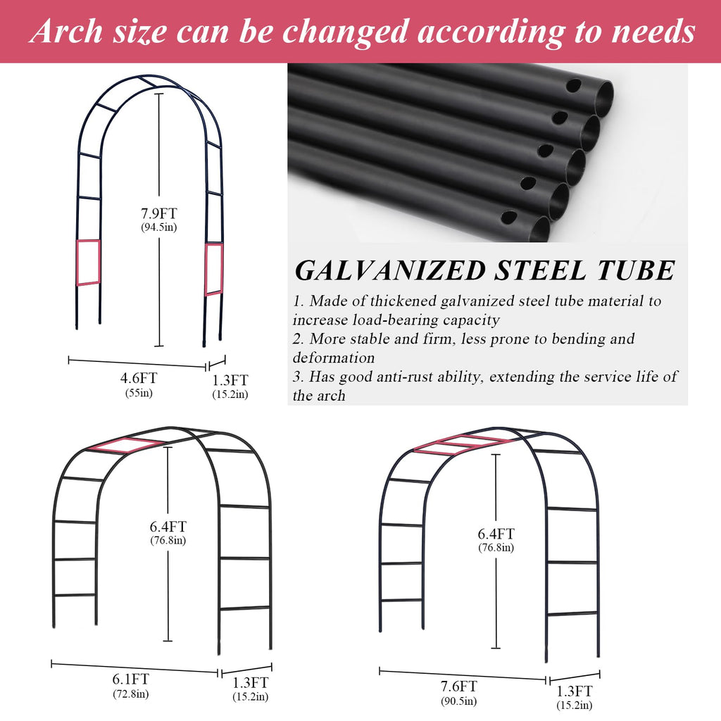 Thickened Tube Garden Arch Trellis - Metal Garden Arbor for Climbing Plants