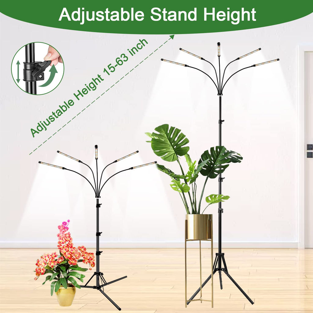 Garpsen Grow Lights for Indoor Plants, 5 Heads Grow Light with Tripod Stand