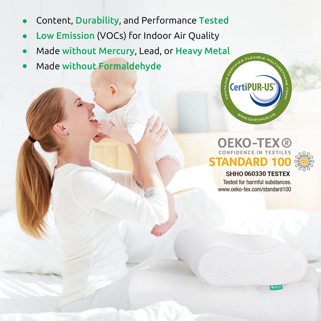UTTU Cervical Pillow for Neck Strain Relief, Memory Foam Neck Pillow for Sleeping, Adjustable Orthopedic Sandwich Pillow, Contour Cooling for Side Back Stomach Sleeper, King(27.6"×15.7"×5.2"/4.5")