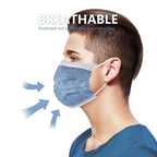 akgk Disposable Face Masks 100Pcs, 3 Layer Protective Face Mask Navy Blue Face Masks 100Pcs