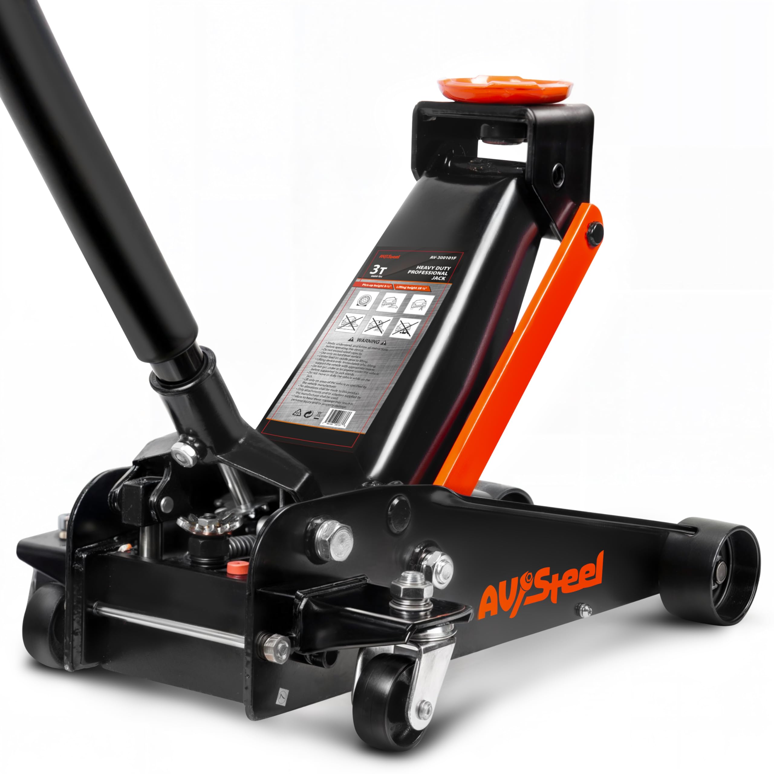 AV Steel 3 Ton Floor Jack (6600 lbs), Heavy Duty Hydraulic Jack for Car, Heavy-Duty Floor Jack with Single Piston Pump, Quick Lift Car Jack 3 ton with Lifting Range 5.5'' to 18.5''