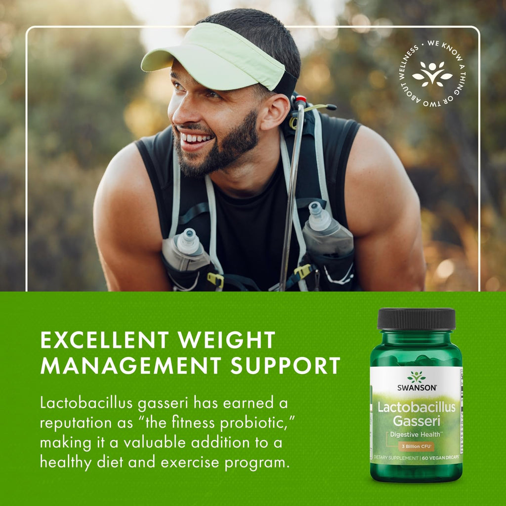 Swanson Lactobacillus Gasseri - Vegan Probiotic Supplement - Supports Energy Metabolism & Gut Health* - No Refrigeration Required - 60 Veggie Capsules (2 Pack)