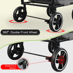 Saudism Pet Stroller for Dogs Cats up to 50 lbs, Foldable Dog Stroller with 360° Swivel Wheels, Detachable Carrier, Adjustable Handle, Travel Dog Stroller for Small Medium Large Pets, Gray