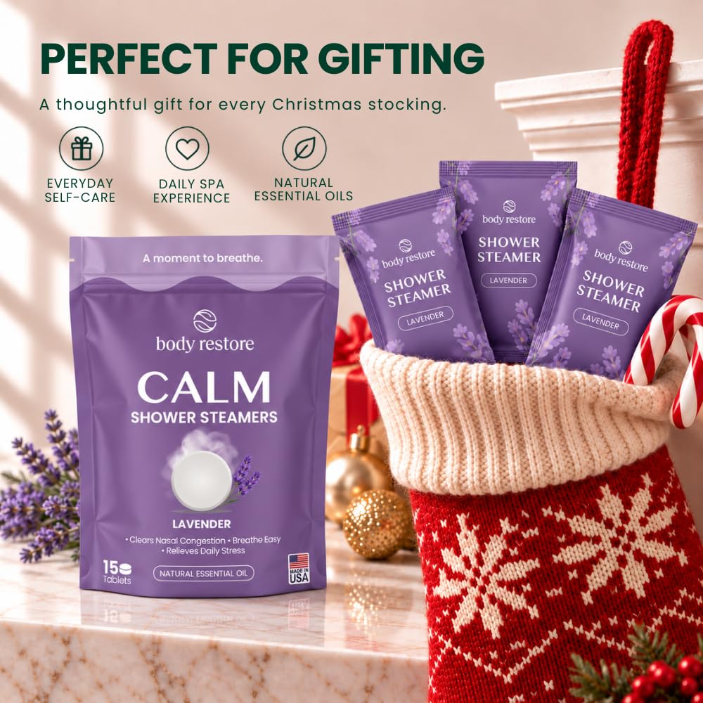 BodyRestore Shower Steamers Aromatherapy, Self Care Gifts, Calm 15 Pack