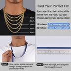 Momlovu Gold Chain for Men Boys, Mens Cuban Link Chain Necklace | 18K Gold Plated Mens Jewelry, 6mm, 20 Inch, Gifts for Men Boys