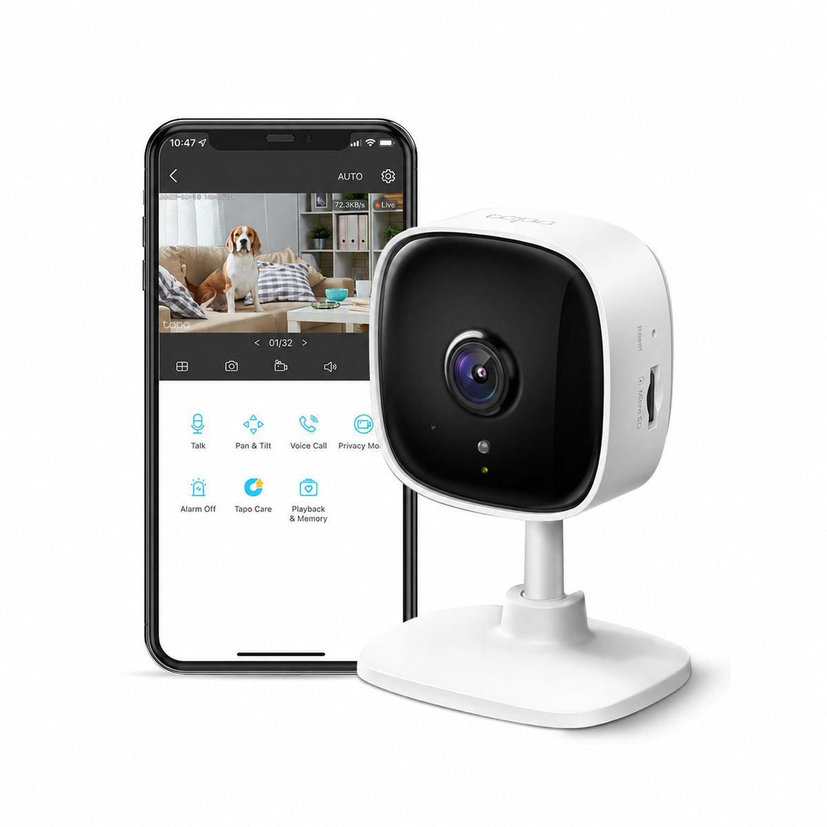 Tapo 1080P Indoor Security Camera, Baby Monitor, Dog Camera, Wired, C100