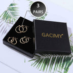 Gacimy 3 Pairs Gold Plated Hoop Earrings Set for Women, 14/16/20MM