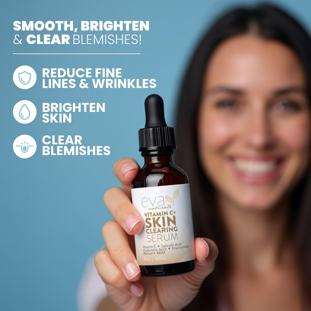 Vitamin C Serum for Face with Retinol & Salicylic Acid – Skin Clearing Acne Spot Treatment with Niacinamide, Hyaluronic Acid, MSM – Anti-Aging Facial Serum for Dark Spots and Blemishes, 2 Fl Oz