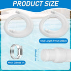 Conderyang 2 Pack 1.25×59in EVA Pool Professional Hoses with 2026 Upgrade Flexible Tube Head and 4 Metal Clamps for Above Ground Pools Pump Replacement Hose Pool Supply for Heavy Duty Hose (White)