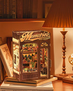 CUTEBEE Book Nook Kit - DIY Miniature House Dollhouse Kit for Adult and Teens, Booknook Bookshelf Decor Alley Model Build with LED Light, Gifts for Family and Friends (Memories Music Bookshop)