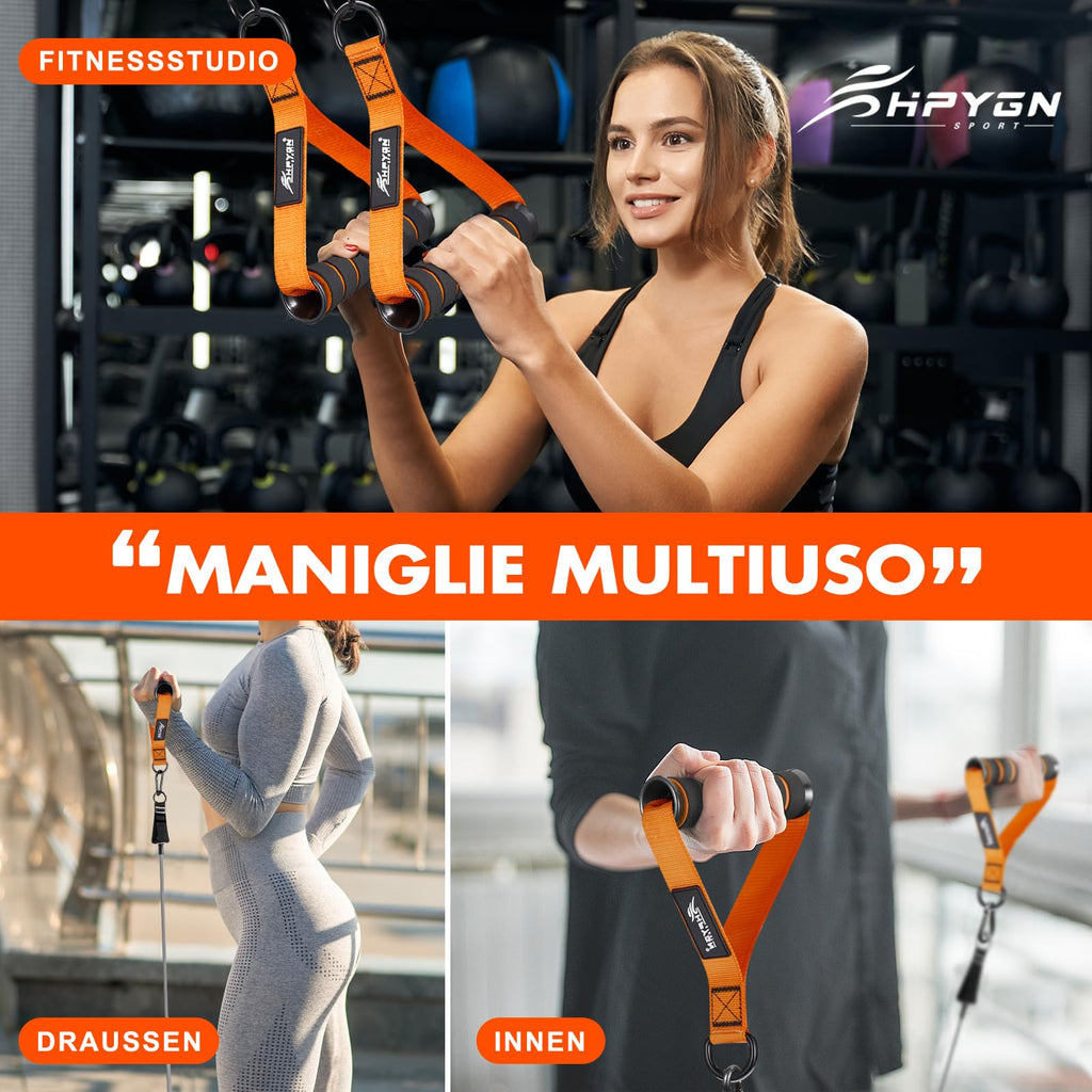 HPYGN Exercise Handles, Gym Replacement Handle Attachments for Cable Machine Pulleys, Resistance Band and Strength Trainer, Pull Down Workout Accessories, Home Gym Add On Equipment