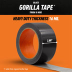 Gorilla Tape Tough & Wide, Black Tape, 2.88" x 25 yd (Pack of 1) - Heavy Duty and Weather Resistant for Indoor or Outdoor