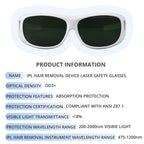 LPSAFP IPL Laser Safety Glasses ANSI Z87.1 Certified - 200-2000nm Protective Goggles for Laser Hair Removal, Cosmetology & Medical Aesthetics - UV400 Protection, Lightweight Frame (White)