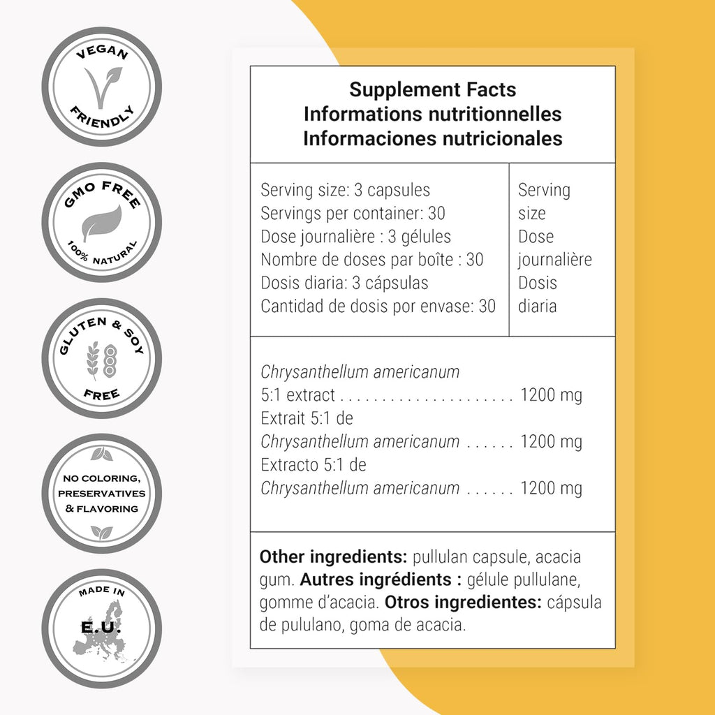 Supersmart - Chrysantellum Americanum 1200mg per Day (High Strength) - Herb Supplement - Known as American Chrysanthemum & Golden Chamomile | Non-GMO & Gluten Free - 90 Vegetarian Capsules
