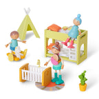 Giant bean Wooden Family Dolls Set of 7 for Dollhouse, Dollhouse People Miniature Dollhouse Accessories Toy for Boys Girls Kids Pretend Play 3 Years up