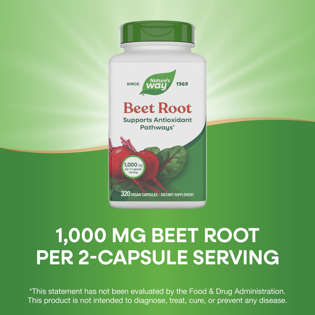 Nature's Way Beet Root Capsules,Supports Antioxidant Pathways*,Helps Neutralize Free Radicals*,1000 mg per 2-Capsule Serving,Vegan,(Packaging May Vary),320 Count (Pack of 2)