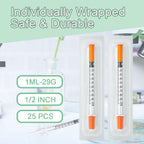 1ml jeringas 1/2" 29G, Disposable Individual Packaging - 100Pcs