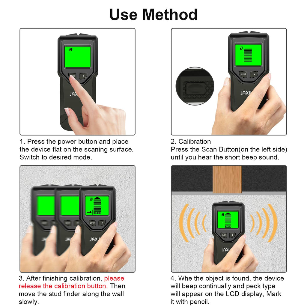 Stud Finder Wall Scanner - 5 in 1 Stud Finder Tool w/Smart Chip and HD LCD Display, Stud Detector Beam Finders for the Center and Edge of Wood AC Wire Metal Studs Joist Pipe (‎Bark)