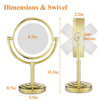 GURUN 8.5 Inch Tabletop LED Lighted Makeup Mirror with 7X Magnification Double Sided Vanity Mirror Plug Power Gold Finish M2208DJ(8.5in,7X)