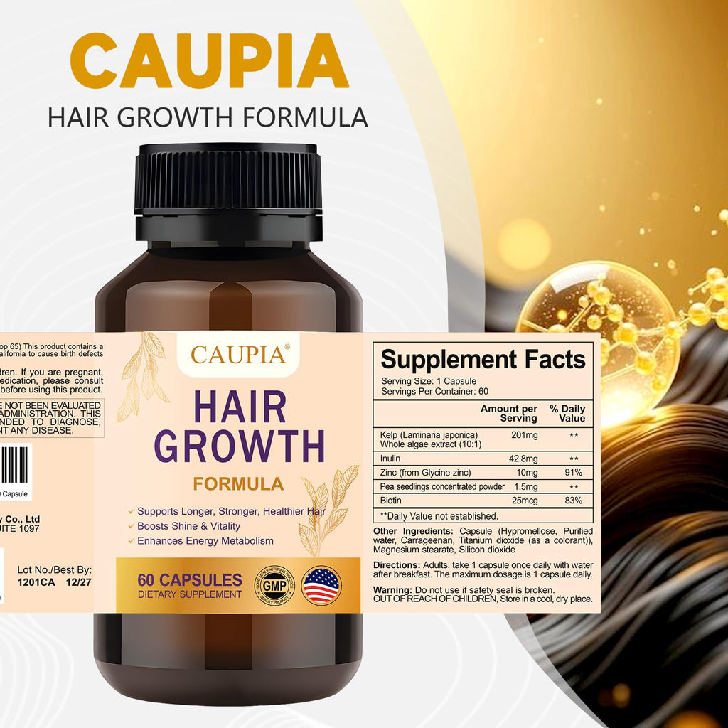 CAUPIA Hair Energy Supplement Capsules for Hair Growth - Hair & Scalp Support Supplement - 60 Capsule