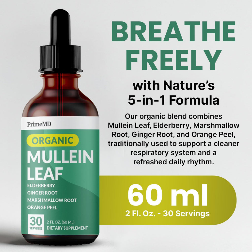 5-in-1 Mullein Drops for Lungs and Bronchial - Respiratory Lung Health Support with Mullen Leaf Extract for Lungs - Mullein Tincture with Elderberry, Echinacea and Ginger Root (120 Servings) (4-pack)