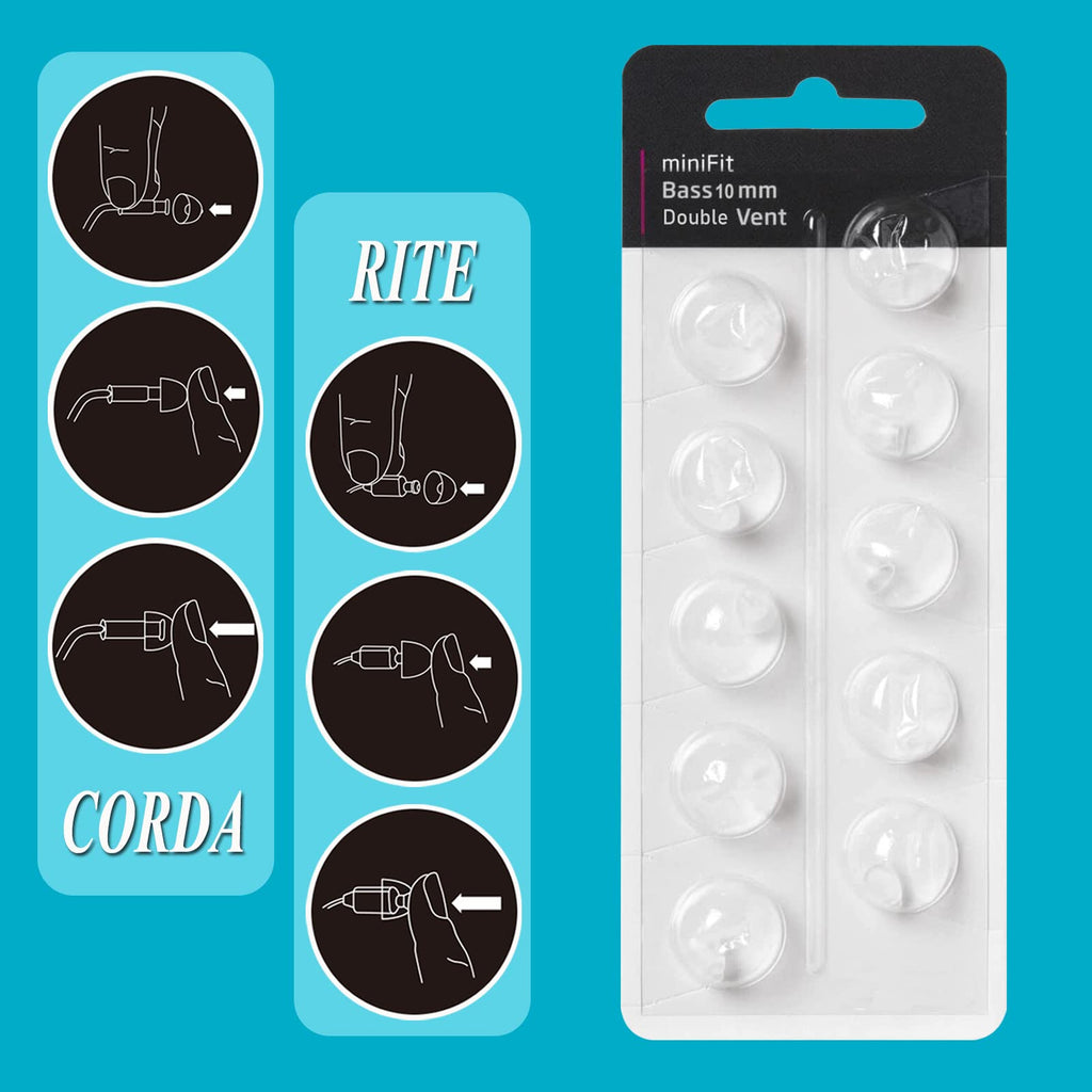 Hearing Aid Domes for Oticon MiniFit Double Vent Bass Domes: 3 Packs (10mm), Universal Domes for Oticon Hearing Aid Supplies