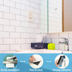 Art3d 102-Piece Peel and Stick Wall Tile for Kitchen Backsplash, Bathroom, Fireplace, 3in. × 6in. Stick on Subway Tile, Glossy White
