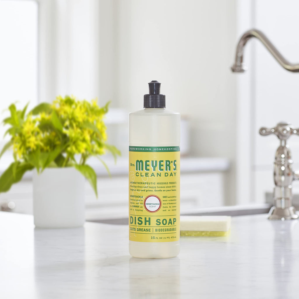 Mrs. MEYER'S CLEAN DAY Liquid Dish Soap, Honeysuckle, 16 fl. oz (Pack of 2)