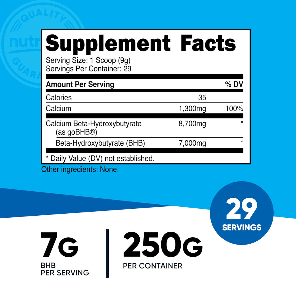 Nutricost Calcium BHB (250g) Unflavored, Calcium Ketone Salt, Gluten-Free