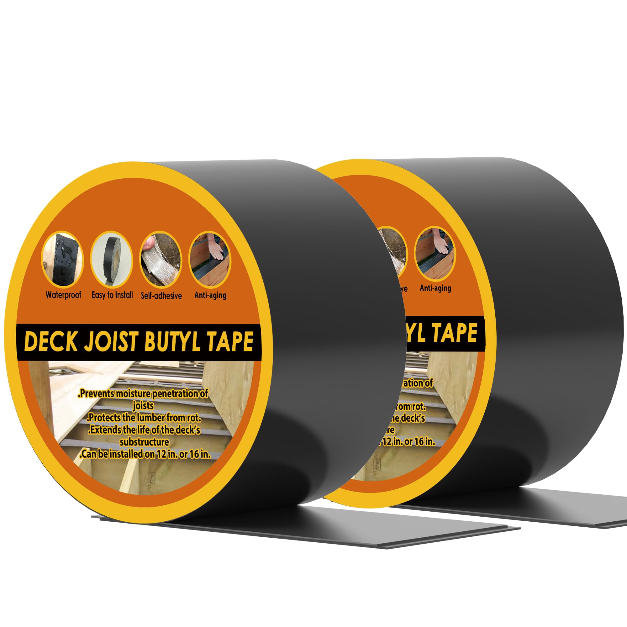 JOAPRIL 8pack Joist Tape 2" x 50' Butyl Joist Tape for decking, Self Adhesive Deck Tape for Hardwood for Top of Joists, Rim Joists, Under Joists and Beams -New Package