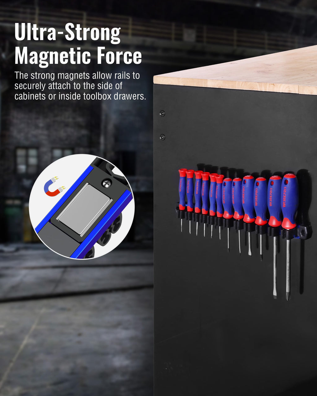 WORKPRO Magnetic Screwdriver and Wrench Organizer Set, 12-Slot Tool Holder