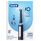 Oral-B Rechargeable Electric Toothbrush, iO3 Limited Deep Clean, 3 Cleaning Modes, Visual Pressure Sensor to Protect Gums, 2 Brush Heads, Travel Case, Black