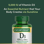 Nature's Bounty Vitamin D3 5000 IU Softgels, Rapid Release, Immune Support, Vitamin D Supplements, 240 Ct