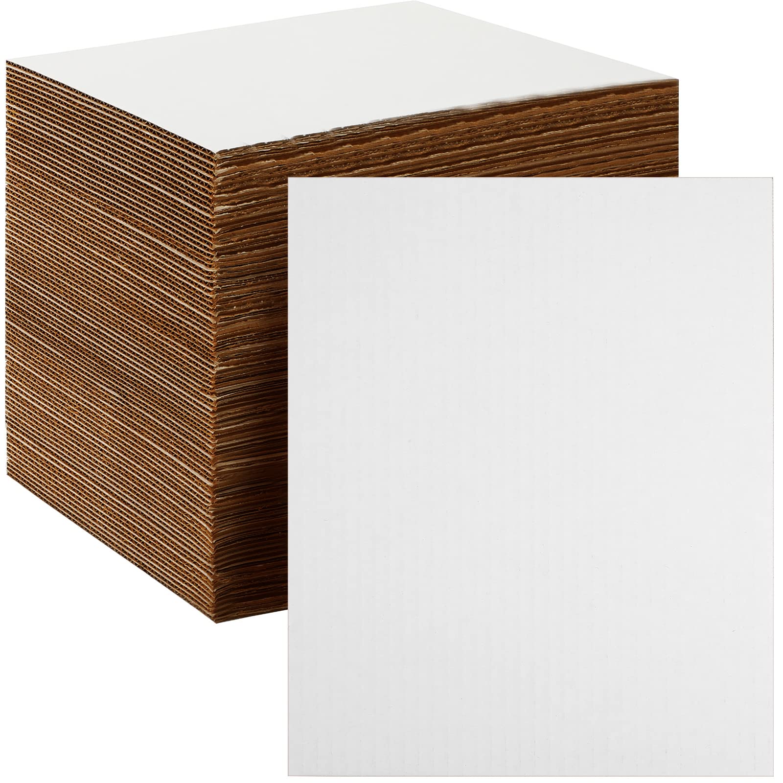 50 Pack Corrugated Cardboard Sheets Flat Hard Cardboard Inserts Back to School Classroom Supplies Flat Squares Separators for Shipping, Mailing, Packing, Art Projects, DIY Crafts(11 x 8.7 Inch,White)