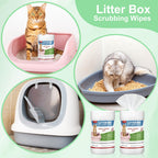 Breling 2 Pack Litter Box Scrubbing Wipes 120 Count Pets Cat Litter Box Cleaning Wipes Unscented Removes Stains Easily for Pet Cleaning Supplies