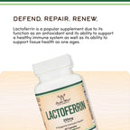 Lactoferrin 250mg per Serving (60 Capsules) Patented Bioferrin Lactoferrin - Superior Iron Supplement for Iron Deficiency and Immune Support by Double Wood Supplements