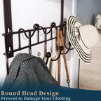 Consumest Over The Door Hooks Organizer - 3 Tier Door Hanger with 9 Coat Hooks & 2 Mesh Basket, Back Storage Organizer Hanging Towels for Bathroom, Bedroom, Bronze