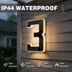 ISUNMEA 6.7 Inch Solar Lighted House Numbers for Outside, Light Up Waterproof LED Address Signs for Houses, Backlit Illuminated Exterior Modern House Numbers Light (3-Black, 6.7IN)