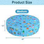 Docuwee Round Pool Cover 48", Foldable Kiddie Solar Cover Fit Dog Swimming Pool, Pets Kids Bath Tub, Anti-UV Dustproof Safety Pool Covers with Summer Beach Patterns