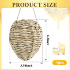 4 Pack Wasp Nest Decoy, Woven Reed Fake Wasp Nest for Outdoor Decor