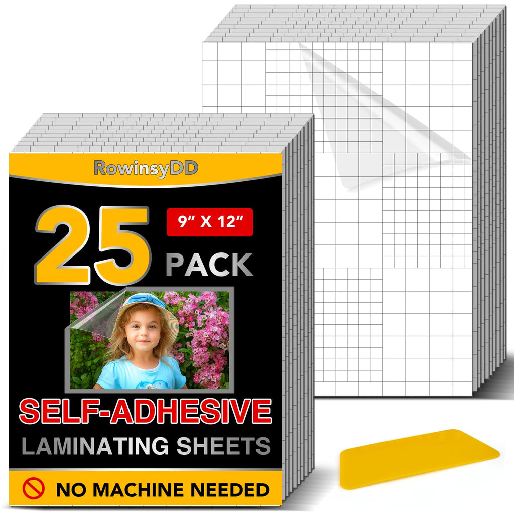 60 Pack Self Adhesive Laminating Sheets, 5.3 X 7.3 Inch, Clear Sticker Laminate Sheets Waterproof for Documents, Photos, No Machine Needed Heatless Durable