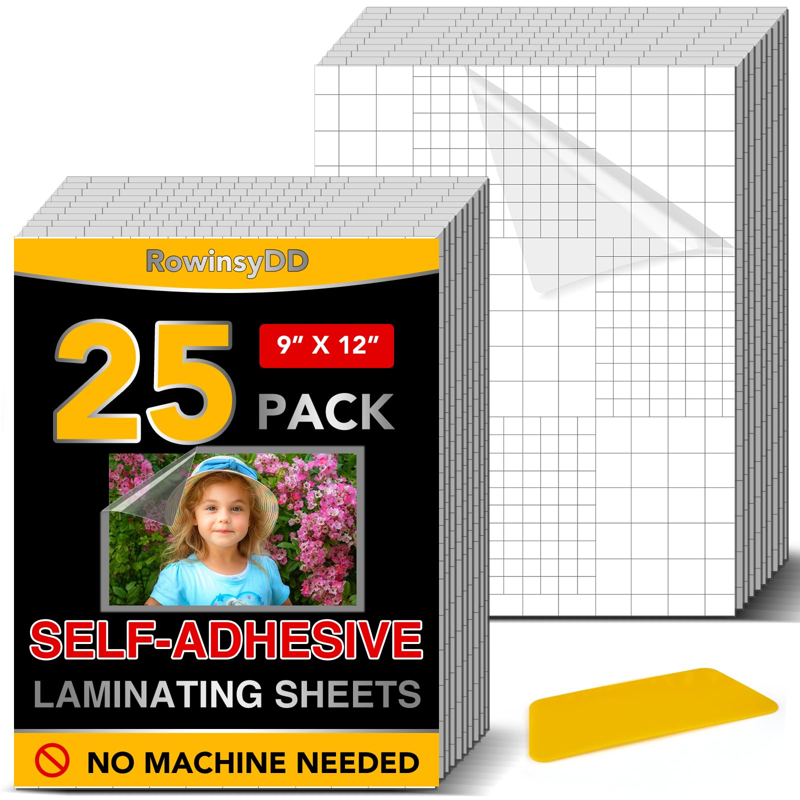 60 Pack Self Adhesive Laminating Sheets, 5.3 X 7.3 Inch, Clear Sticker Laminate Sheets Waterproof for Documents, Photos, No Machine Needed Heatless Durable