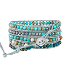 Plumiss Boho Natural Turquoise Stone Beaded Wrap Bracelets for Women Men