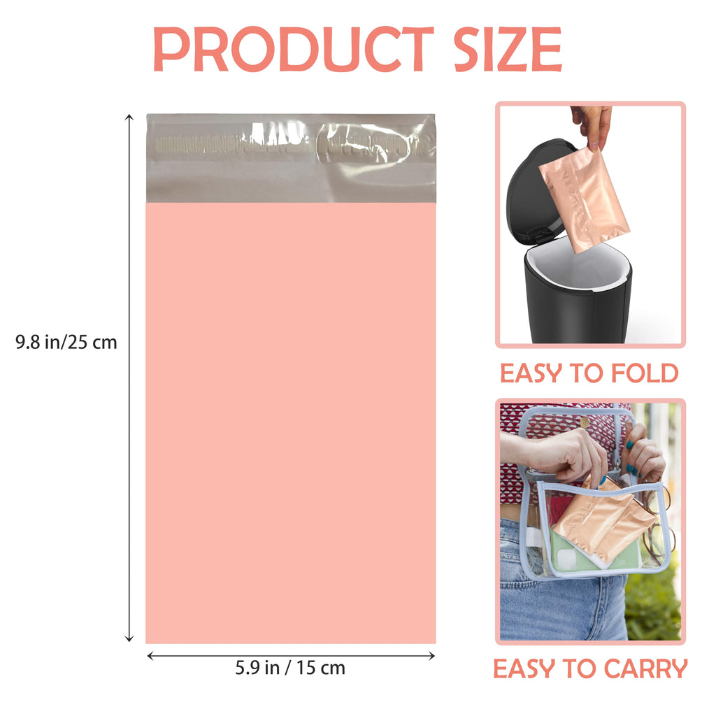 JoseHana Disposable Sanitary Bags, 300 Pcs Sanitary Napkin Disposal Bag with Self-sealing Seals, Personal Disposal Bags for Period, Feminine Hygiene for Personal or Pet Waste, 10" x 6", Pink